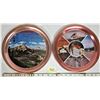 Image 1 : 2 Vintage 11" dia Round Metal Souvenir Photo Trays Banff - Jasper