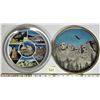 Image 1 : 2 Vintage 11" dia Round Metal Souvenir Photo Trays South Dakota - Mount Rushmore