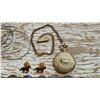 Image 3 : Assorted Costume jewelry - bracelets, Concho belt, assorted pins, pocket watch, gold plated eye glas