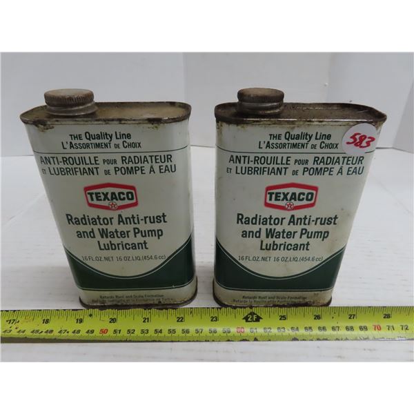 Texaco radiator Anti-rust & water pump lubricant x 2 tins - Schmalz Auctions Texaco radiator Anti-rust & water pump lubricant x 2 tins - Schmalz Auctions