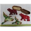 Image 1 : Lot of Décor Ducks & Elephants + Straw glasses case