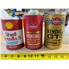 Image 1 : 3 Vintage Full Tins of Oil; (2) 1Q KendAll, 1L Shell