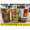 Image 1 : 4 Vintage Full Tins of Oil; 1Q Shell, 1Q KendAll, 1Q Gulf