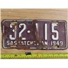 Image 1 : 1949 SK license plate