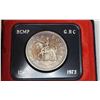 Image 2 : 1973 RCMP Centennial Silver Dollar. Specimen. Housed in a special blue clamshell case that has the c