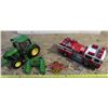 Image 1 : Lot of Assorted toy fire truck +RC john Deere Tractor + Farm Implement