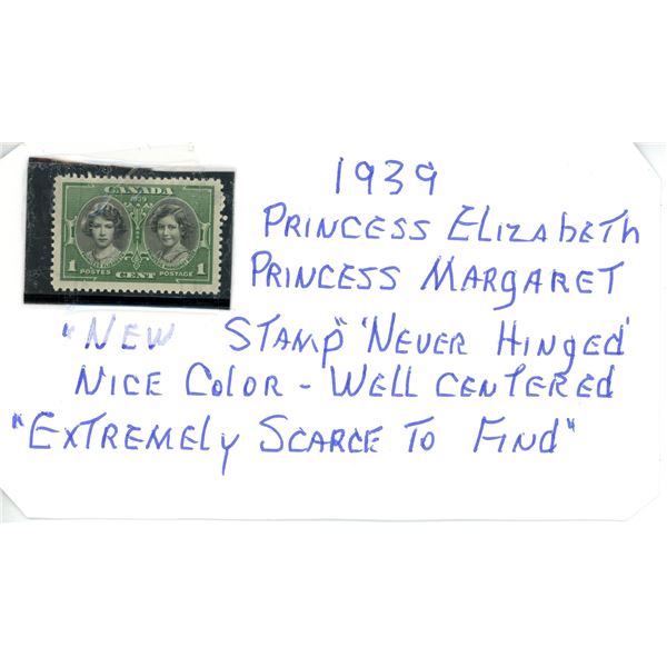 1939 Princess Elizabeth, Princess Margaret stamp - new, never stamp