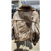 Image 7 : "Winnipeg", Beige brown Suede and faux fur lined adult jacket, approx sz S/M