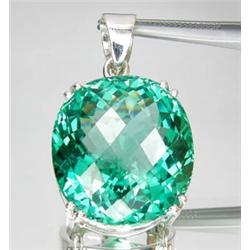 81.20ct Sterling Oval Checker Cut Green Amethyst Pendant (JEW-1333)