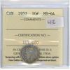 Image 2 : 1952 - ICCS Graded Canadian Ten Cent Piece