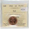 Image 2 : 1962 - ICCS Graded Canadian One Cent Piece