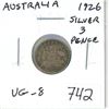Image 1 : Australia 1926 Silver 3 Pence. VG-8.