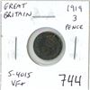 Image 1 : Great Britain. 1919 Silver 3 Pence. VF+.