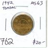 Image 1 : 1942 Tombac 5 Cents. The first Tombac. MS-63. Nice.