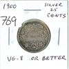 Image 1 : 1900 Victorian Silver 25 Cents. VG-8 or better.