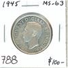 Image 1 : 1945 Silver 50 Cents. Last year of World War II. MS-63. Nice.