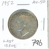 Image 1 : 1952 Silver 50 Cents. The last King George VI Silver 50 Cents. AU-50. Nice.