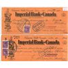 Image 1 : Set of 2, 1949 Imperial Canadian bank cheque