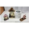 Image 1 : Assorted Christmas candle holder figurines and bear clock