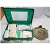 Image 1 : Metal first aid kit - bandaids, etc. Included & metal water canteen carrier