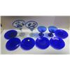 Image 1 : 6 Blue Plates and 2 pairs of Blue Martini Glasses