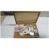 Image 1 : Assorteds Pins and Buttons in Jewelry Box