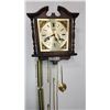 Image 2 : Solid wood, Vintage wall hanging clock - with weights, pendulum and key - 15"W x 17"H x 5"D