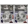 Image 1 : Lot of 2021 Type 1 & Type 2 $1 American Silver Eagle Coins ANACS MS70 First Strike