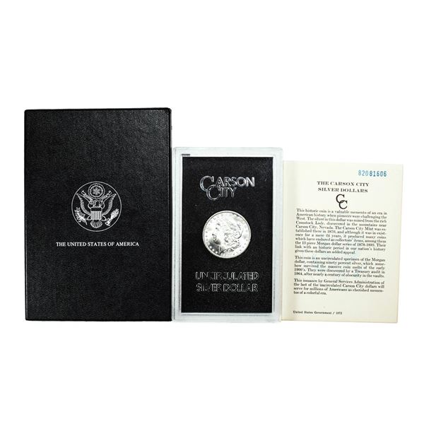 1882-CC $1 Morgan Silver Dollar Coin GSA Hoard Uncirculated w/ Box & COA