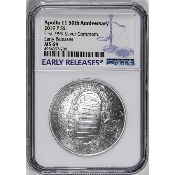 2019-P $1 Apollo 11 Commemorative Silver Dollar Coin NGC MS69 Early Releases