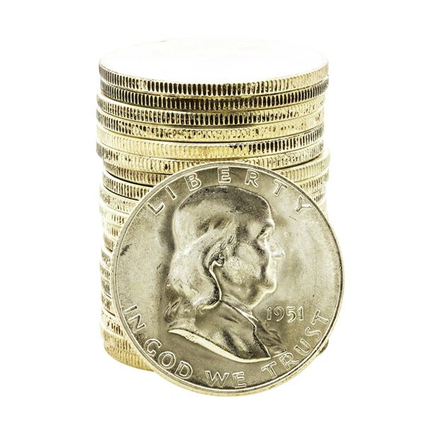 Roll of (20) Brilliant Uncirculated 1951-S Franklin Half Dollar Coins