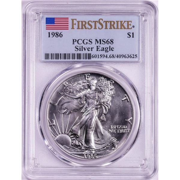 1986 $1 American Silver Eagle Coin PCGS MS68 First Strike