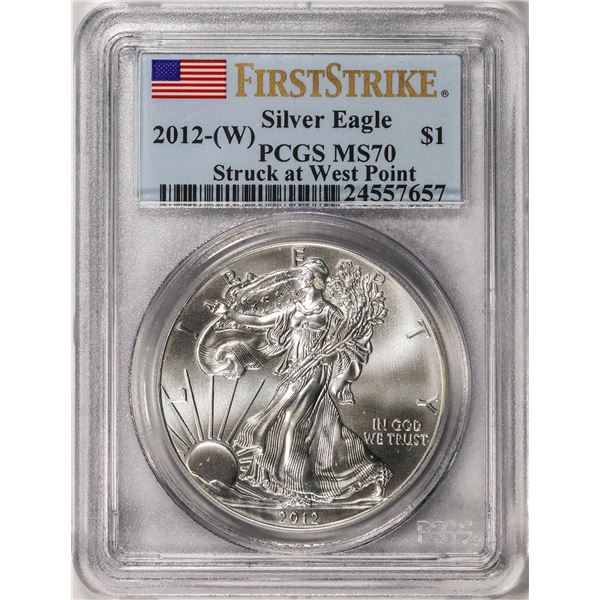 2012-(W) $1 American Silver Eagle Coin PCGS MS70 First Strike West Point