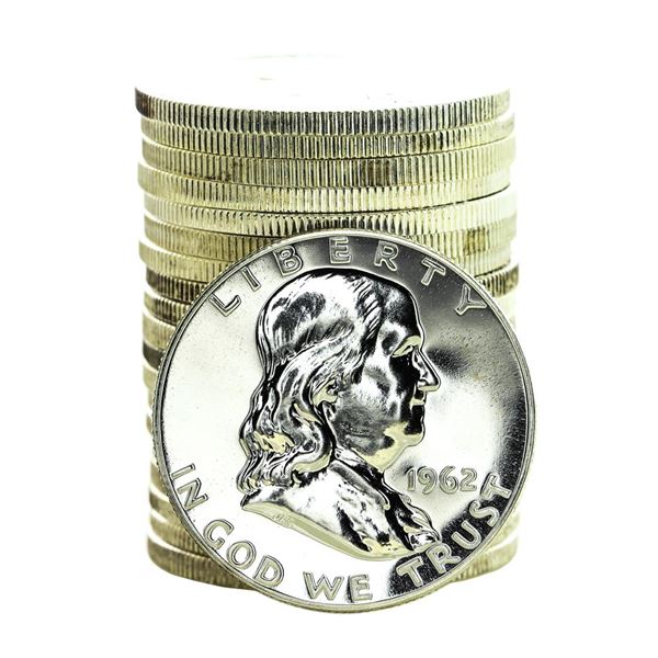 Roll of (20) Proof 1962 Franklin Half Dollar Coins