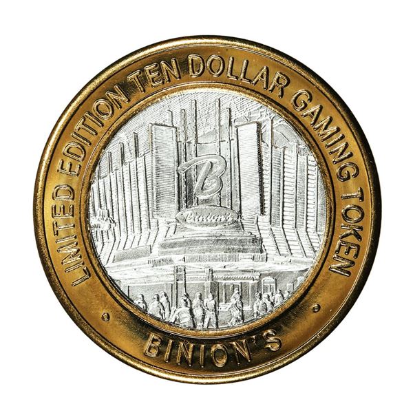 .999 Silver Binion's Las Vegas, Nevada $10 Casino Limited Edition Gaming Token