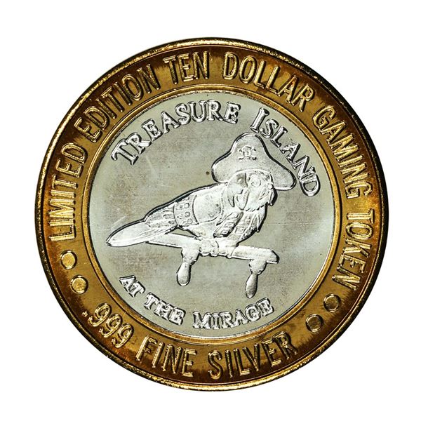 .999 Fine Silver Treasure Island Las Vegas, Nevada $10 Limited Edition Gaming Token