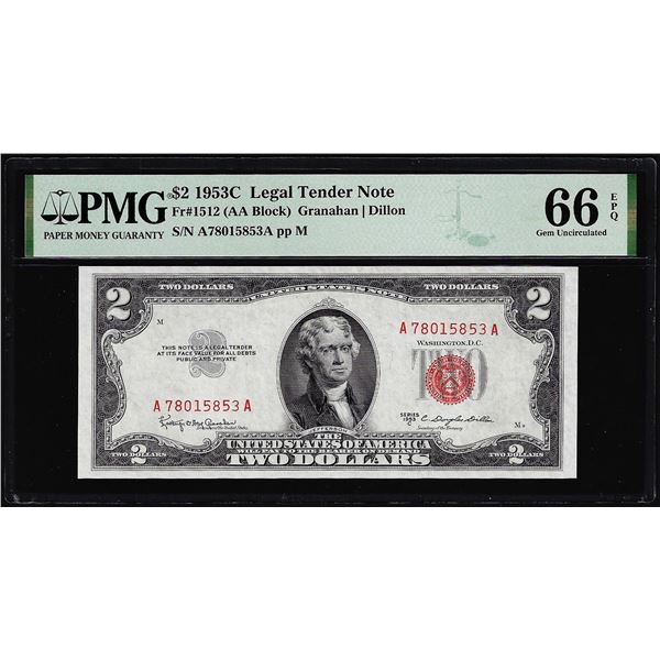 1953C $2 Legal Tender Note Fr.1512 PMG Gem Uncirculated 66EPQ