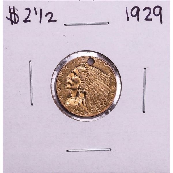 1929 $2 1/2 Indian Head Quarter Eagle Gold Coin Holed
