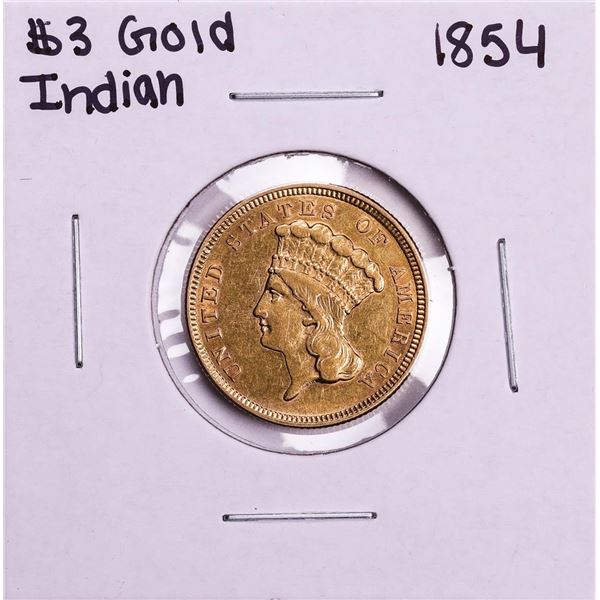 1854 $3 Indian Princess Head Gold Dollar Coin