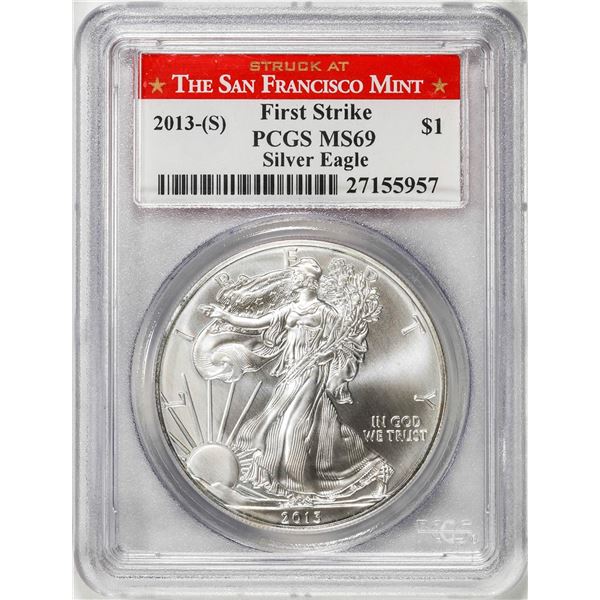 2013-(S) $1 American Silver Eagle Coin PCGS MS69 First Strike