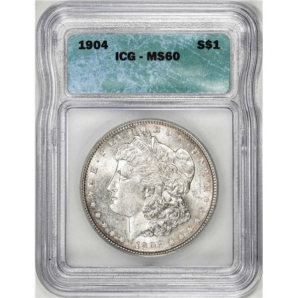 1904 $1 Morgan Silver Dollar Coin ICG MS60