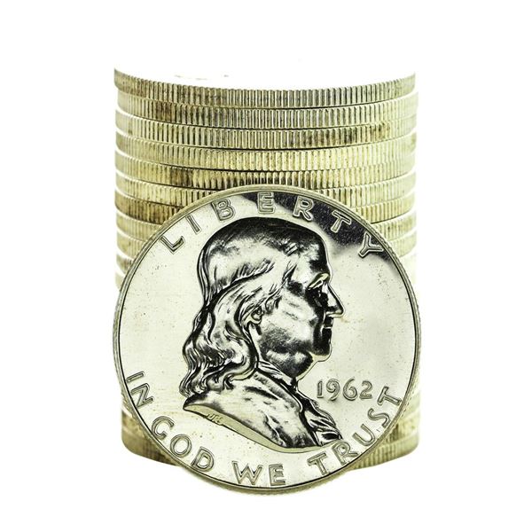 Roll of (20) Proof 1962 Franklin Half Dollar Coins