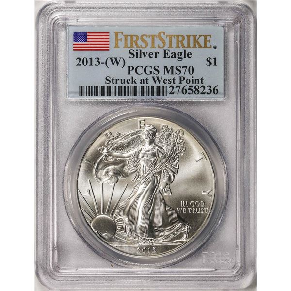 2013-(W) $1 American Silver Eagle Coin PCGS MS70 First Strike West Point