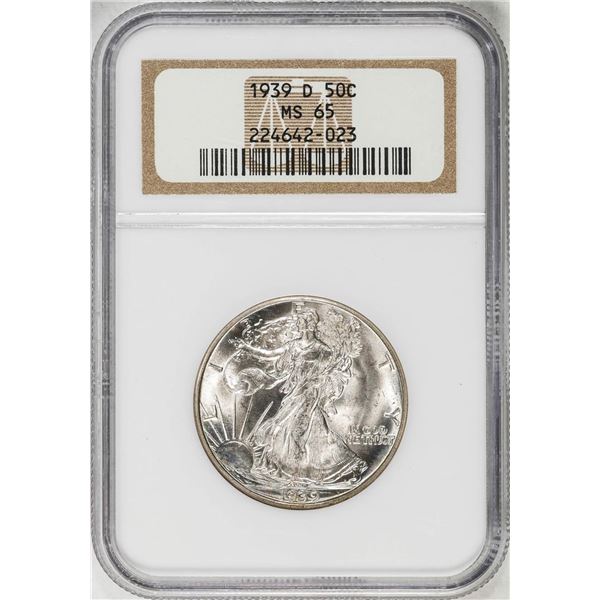 1939-D Walking Liberty Half Dollar Coin NGC MS65