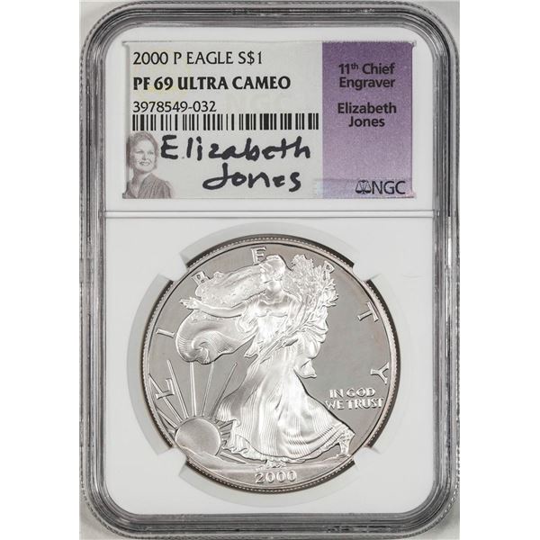 2000-P $1 Proof American Silver Eagle Coin NGC PF69 Ultra Cameo E. Jones Signature