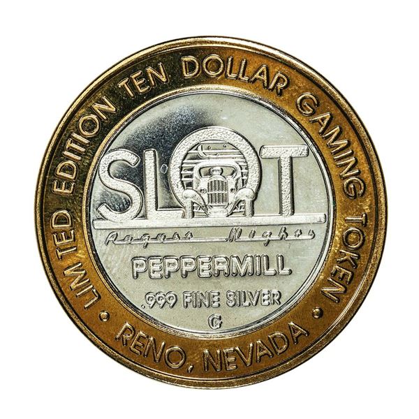 .999 Silver Peppermill Hotel Casino Reno, NV $10 Casino Limited Edition Gaming Token