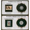 Image 2 : Lot of 1906 Barber & 1934-S Waking Liberty Half Dollar Coins and Stamp Panels