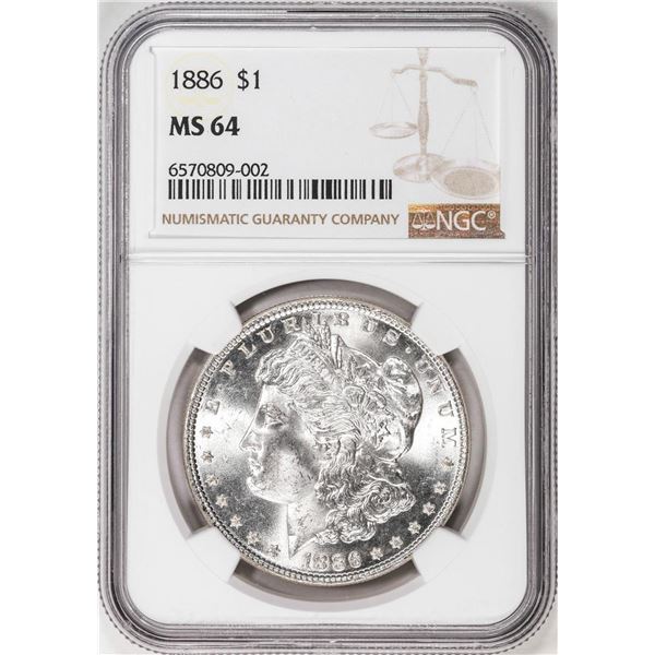 1886 $1 Morgan Silver Dollar Coin NGC MS64