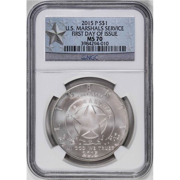 2015P $1 U.S. Marshals Service Commemorative Silver Dollar Coin NGC MS70 FDOI