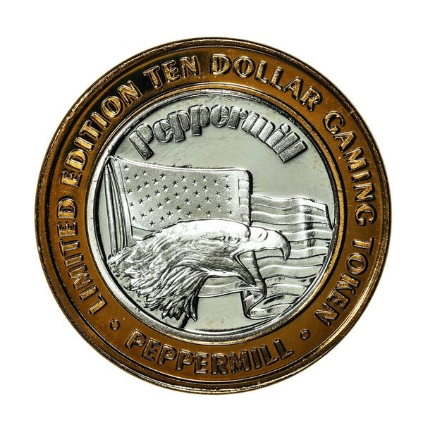 .999 Silver Peppermill Hotel Casino Reno, NV $10 Casino Limited Edition Gaming Token